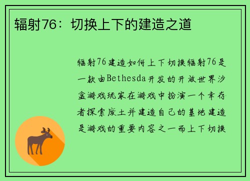 辐射76：切换上下的建造之道